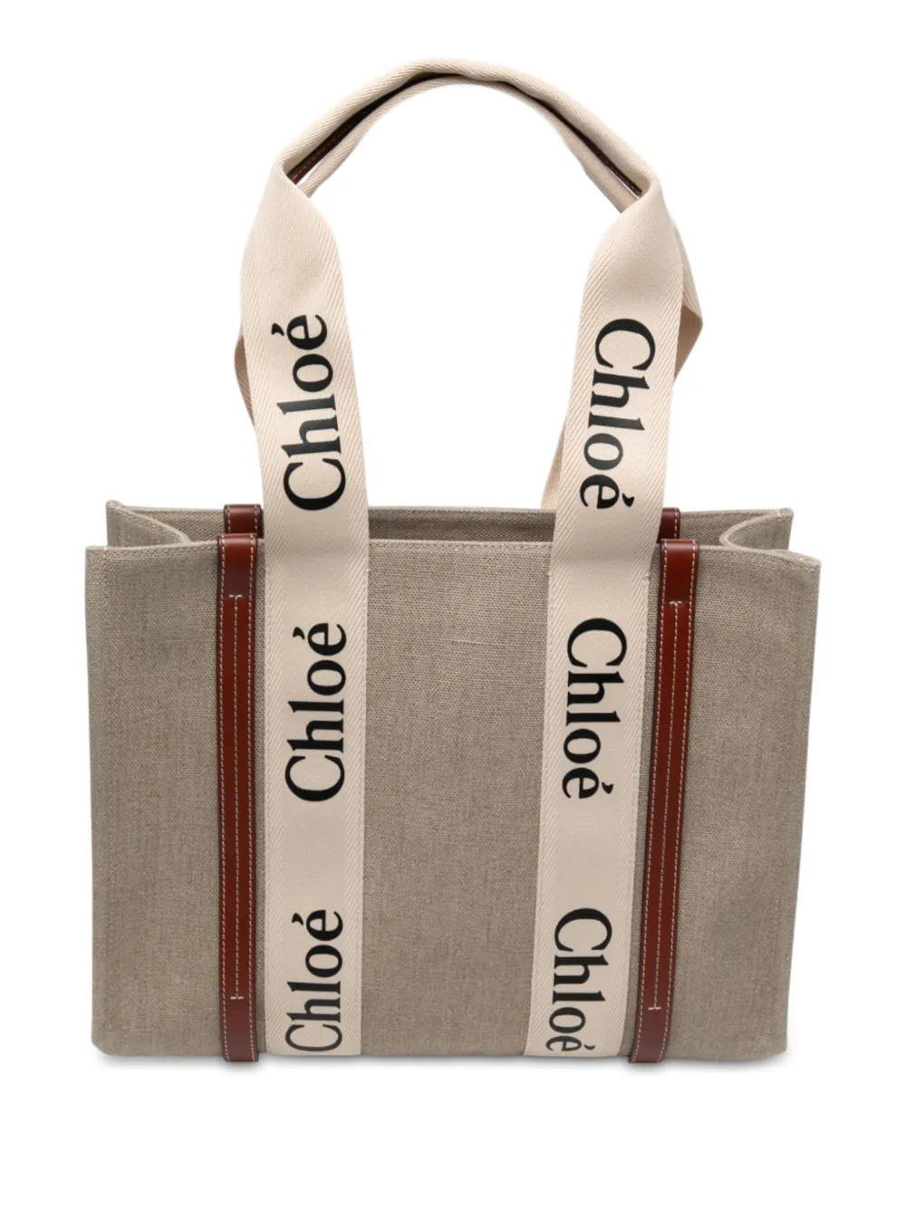 Chloé Pre-Owned 2023 mittelgroße Woody Tote Bag aus Canvas - Nude