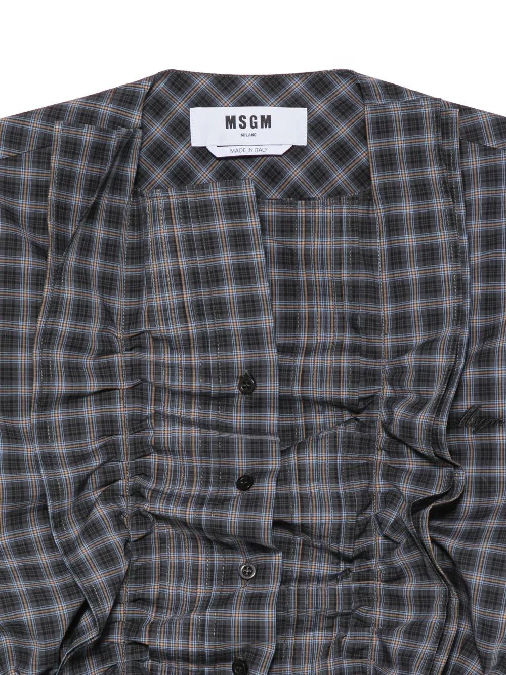 MSGM ruffled check shirt Grijs