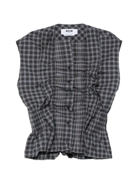 MSGM ruffled check shirt