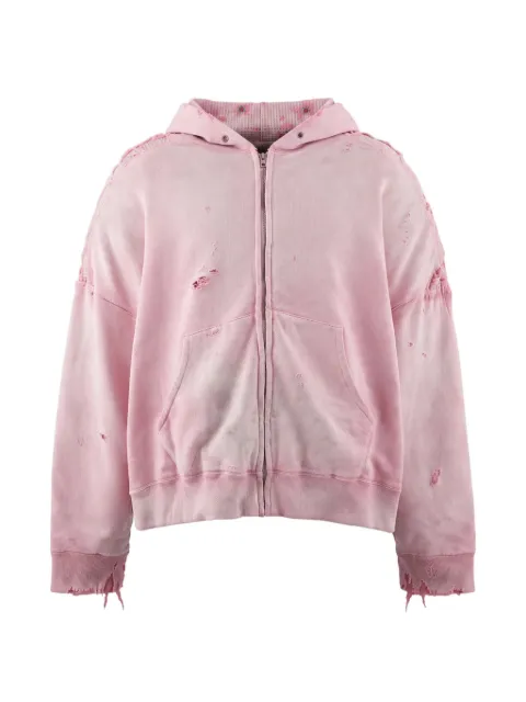Monokemade distressed floral-print hoodie