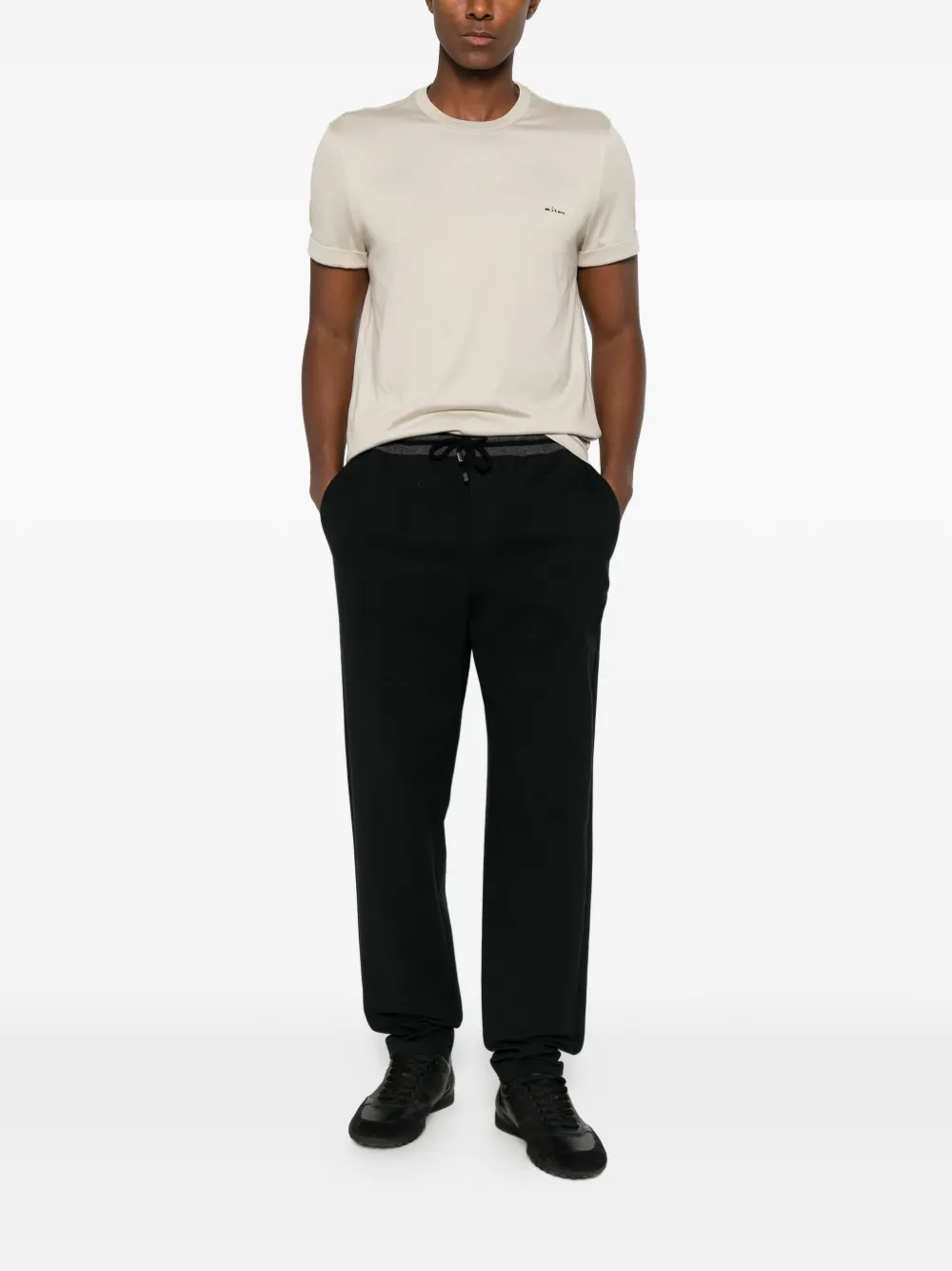 Kiton logo-embroidered T-shirt Beige