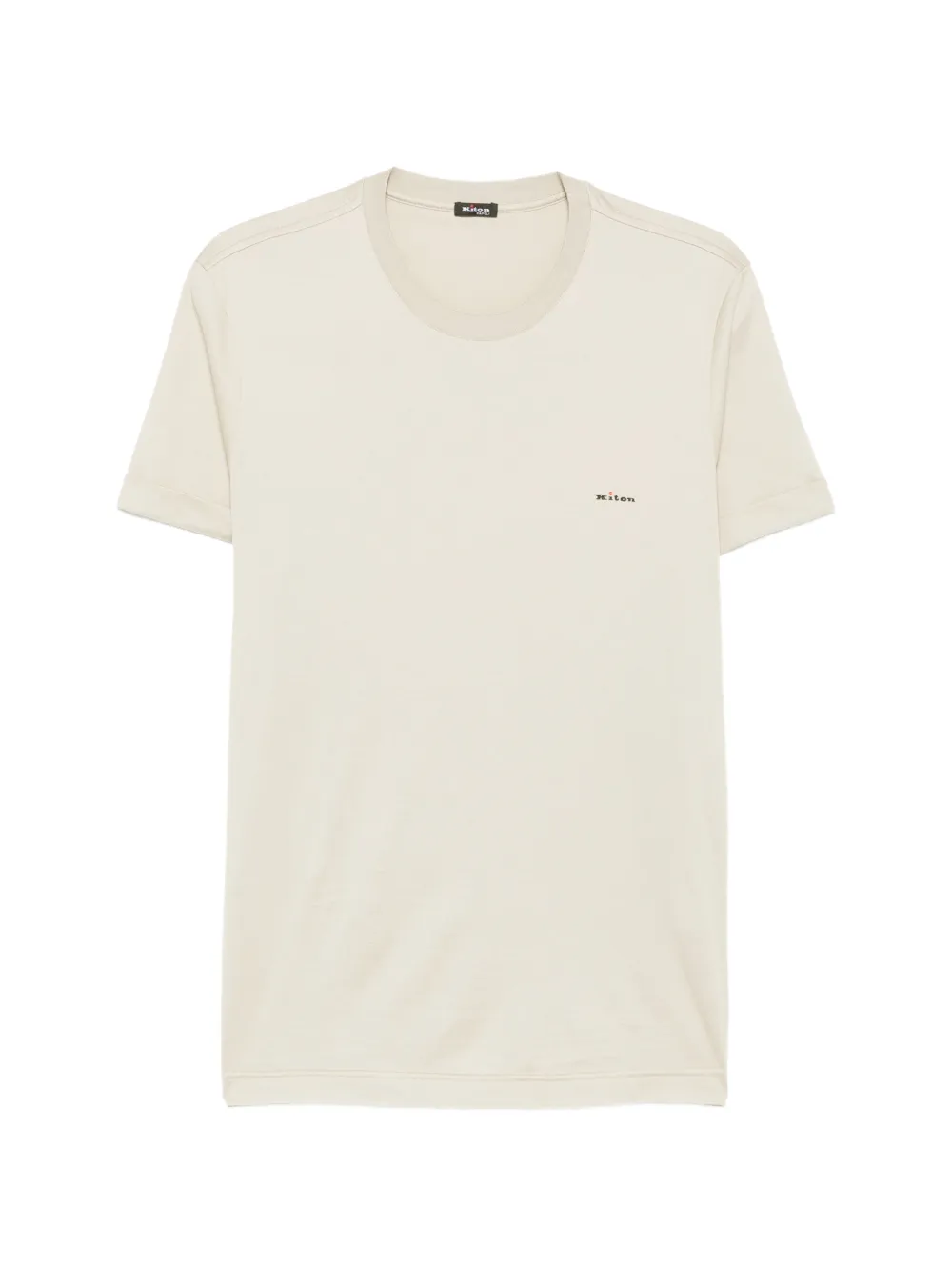 Kiton logo-embroidered T-shirt Beige