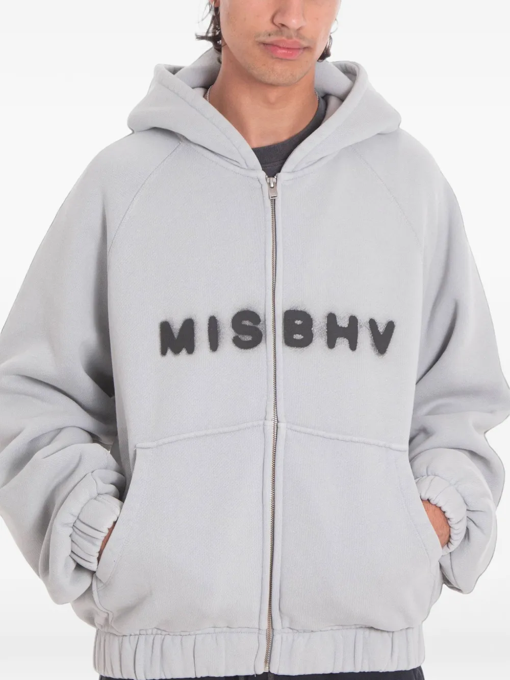 MISBHV Community hoodie met rits en logo-print Grijs