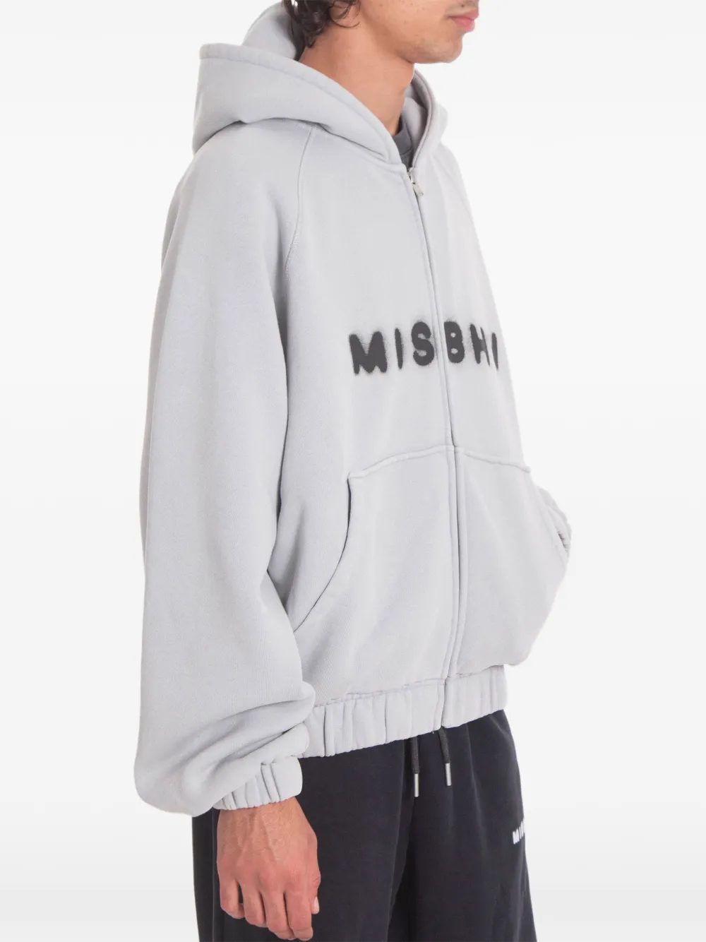MISBHV Community hoodie met rits en logo-print Grijs