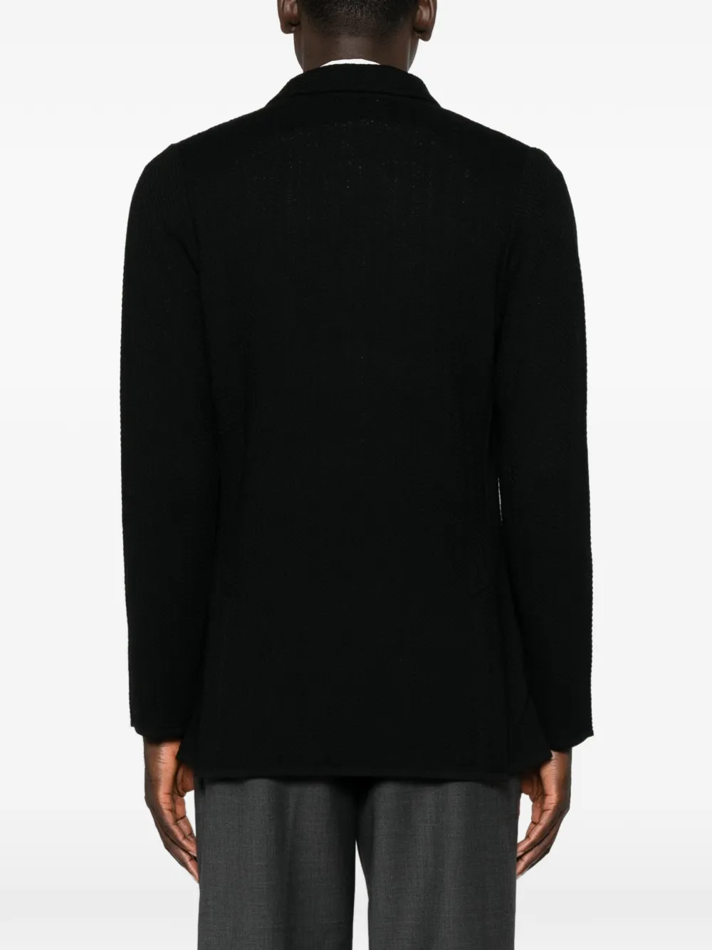 Lardini double-breasted chevron-knit blazer Zwart