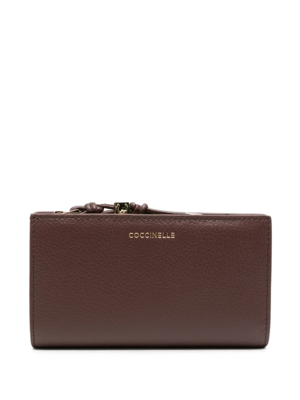 Coccinelle logo-stamp grained leather wallet - Braun
