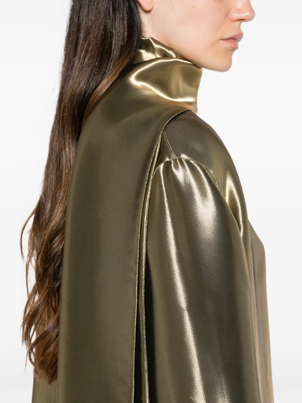 Ferragamo Midi-jurk met hoge hals en vlakken Goud