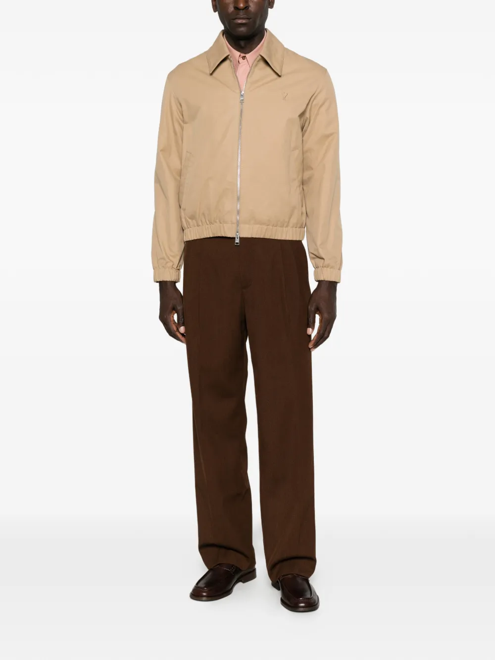 AMI Paris Ami de Coeur jack met rits Beige