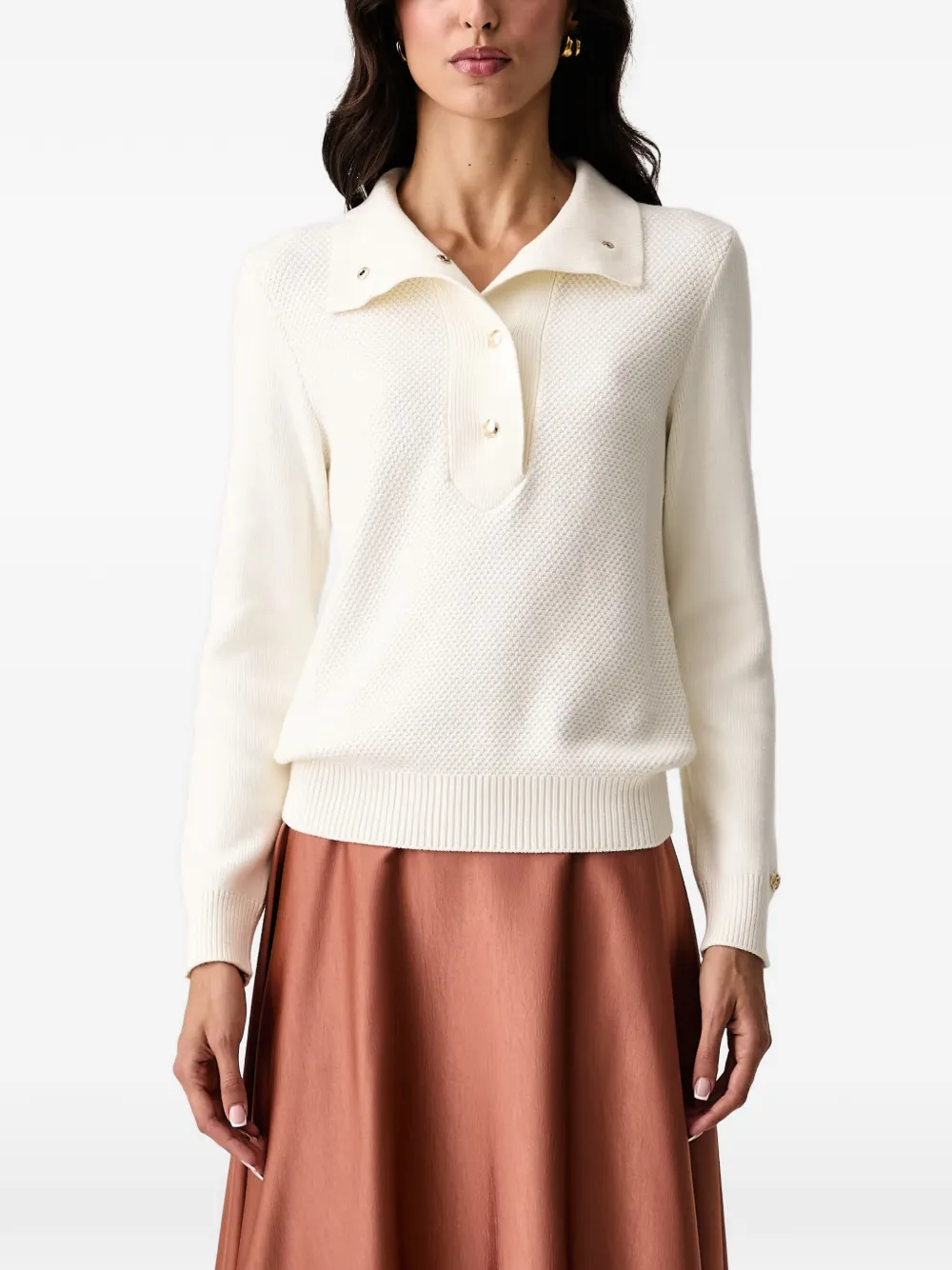 LIU JO button-up textured sweater - Nude