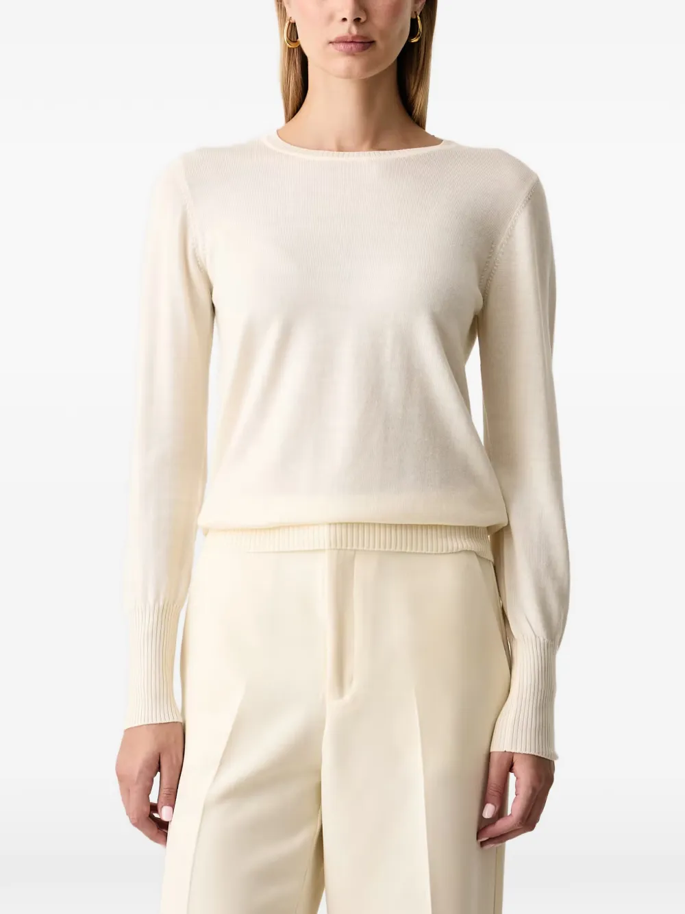 LUISA SPAGNOLI Mossa long-sleeve crew-neck T-shirt - Tons neutres