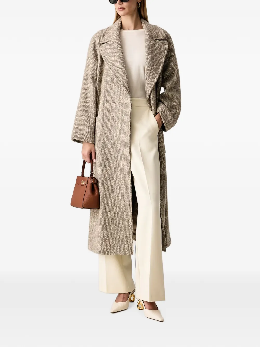 LUISA SPAGNOLI Mossa T-shirt met ronde hals en lange mouwen Beige