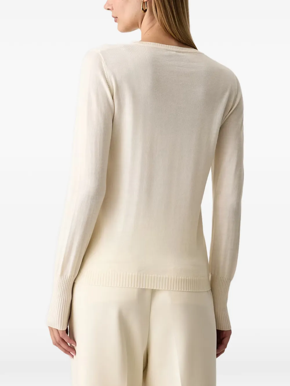 LUISA SPAGNOLI Mossa T-shirt met ronde hals en lange mouwen Beige