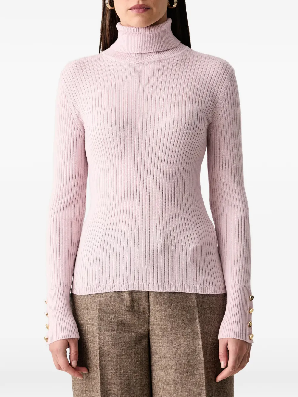 LUISA SPAGNOLI Meritare T-shirt met col en lange mouwen Roze