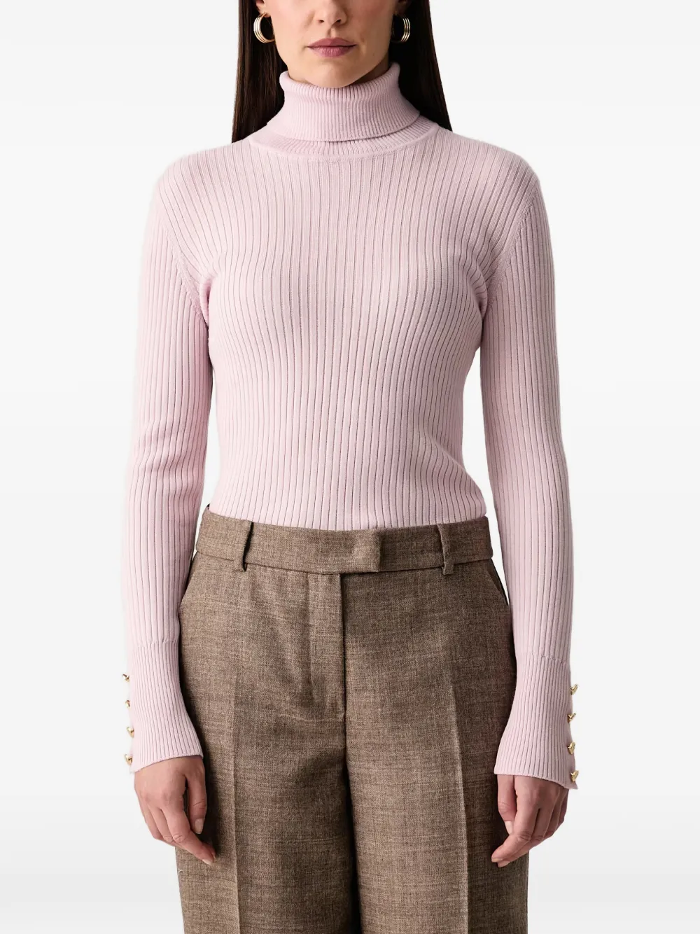LUISA SPAGNOLI Meritare long-sleeve roll-neck T-shirt - Rose