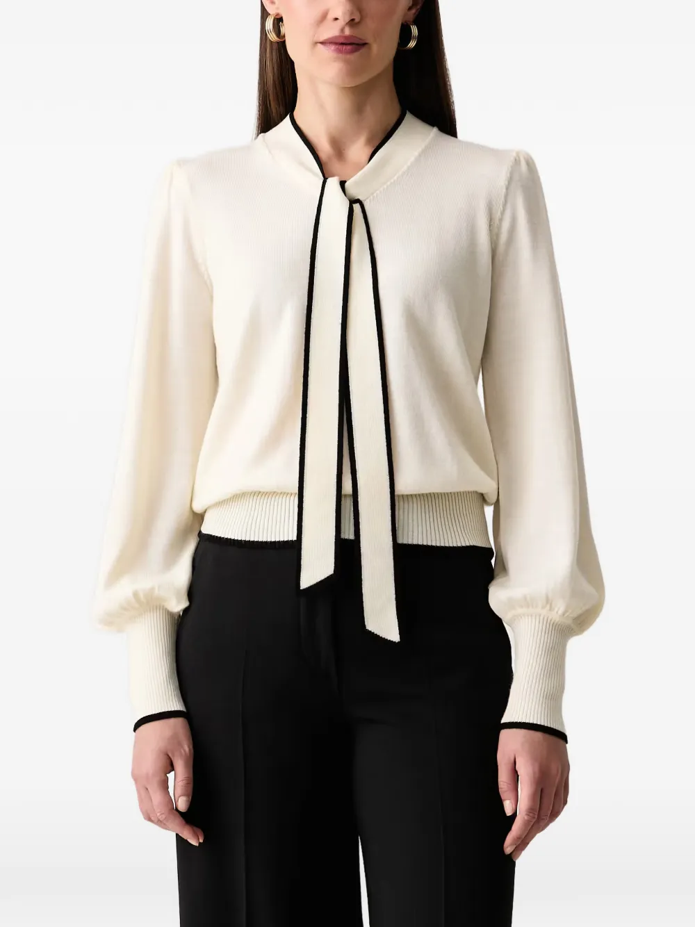 LUISA SPAGNOLI Maggiolone lavallière-neckline puff-sleeve sweater - Tons neutres
