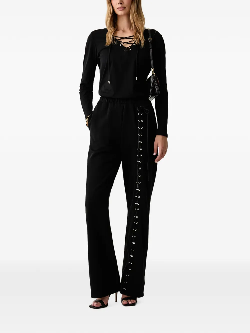 LIU JO T-shirt met veters Zwart