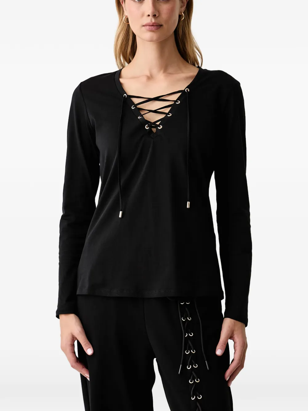 LIU JO T-shirt met veters Zwart