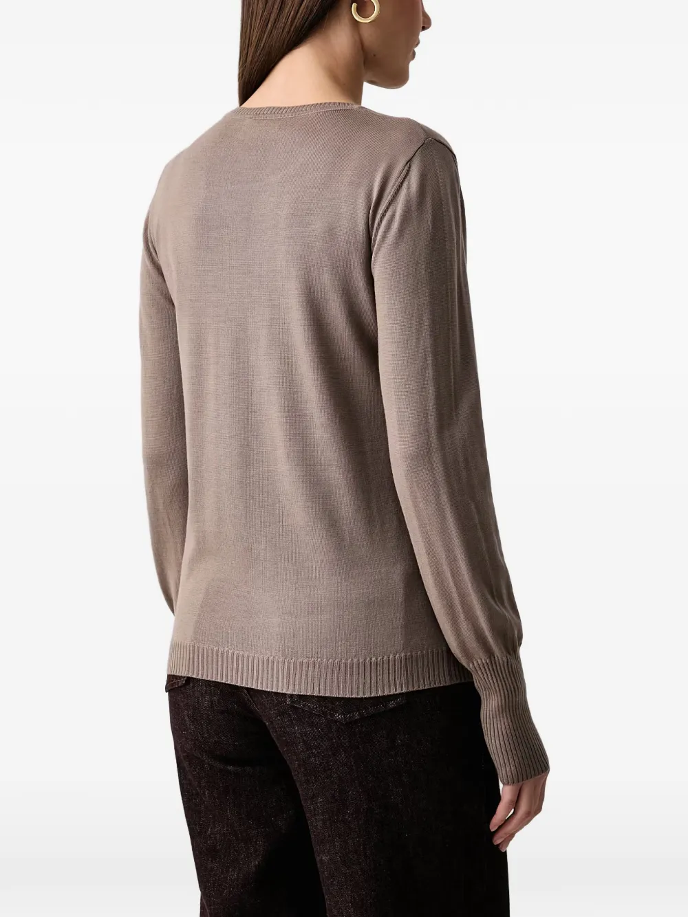 LUISA SPAGNOLI Mossa T-shirt met lange mouwen en geribbelde afwerking Bruin