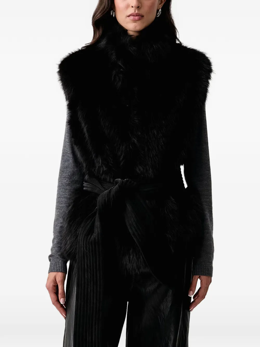 LIU JO faux-fur belted gilet - Noir LIU JO faux-fur belted gilet - Noir