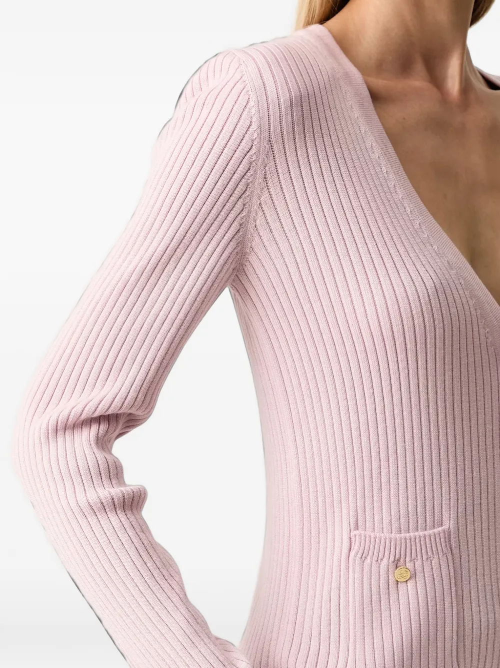 LUISA SPAGNOLI Madira ribgebreid vest met V-hals Roze