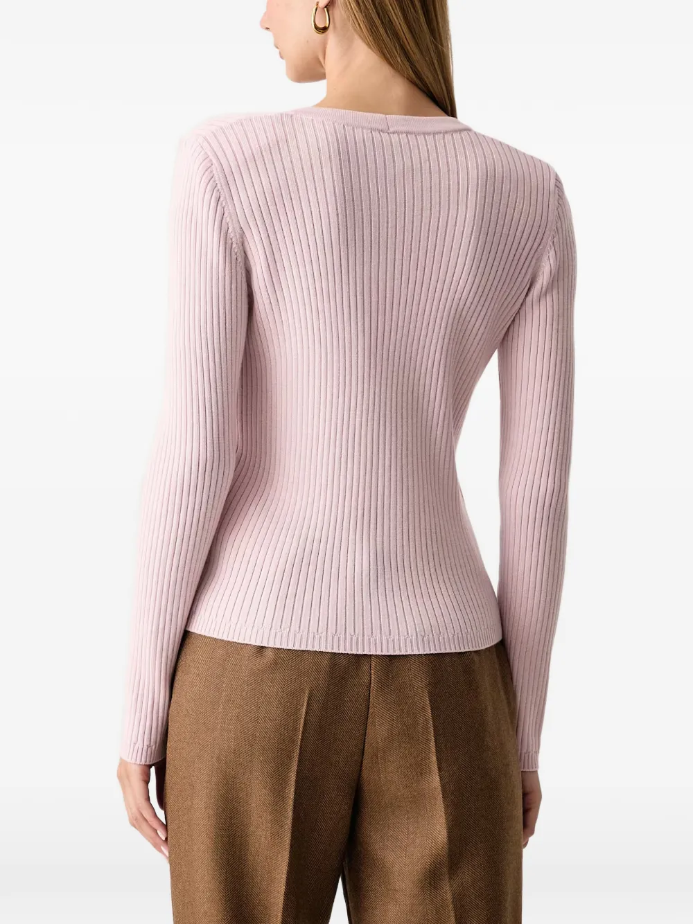 LUISA SPAGNOLI Madira ribgebreid vest met V-hals Roze