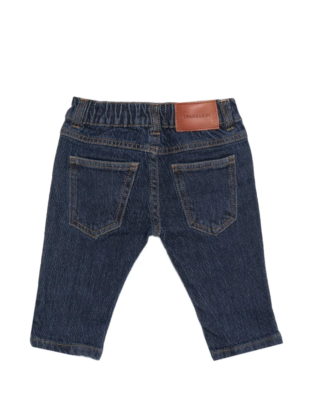 TRUSSARDI JUNIOR logo-embroidered five-pocket jeans Blauw