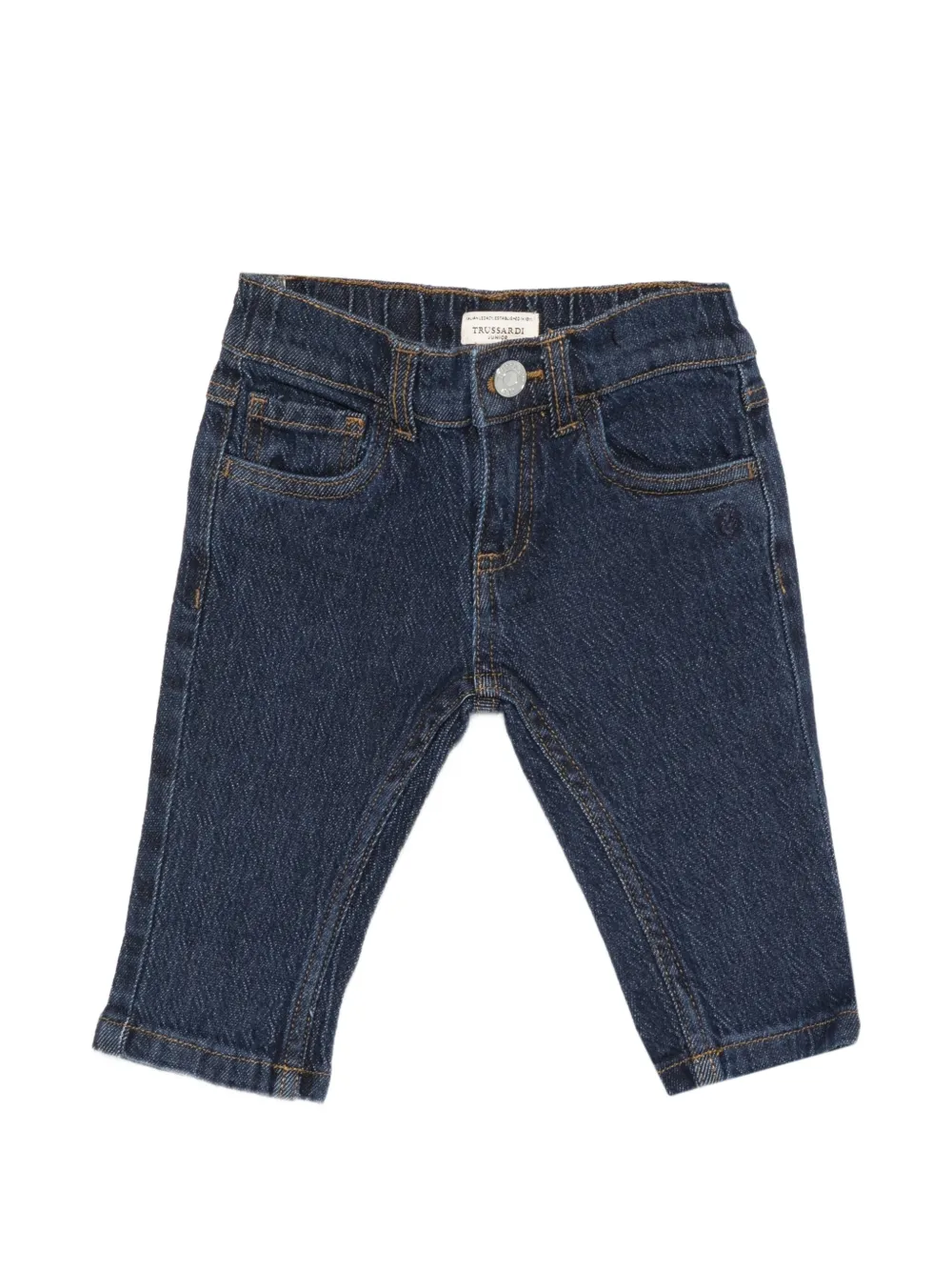 TRUSSARDI JUNIOR logo-embroidered five-pocket jeans - Blu