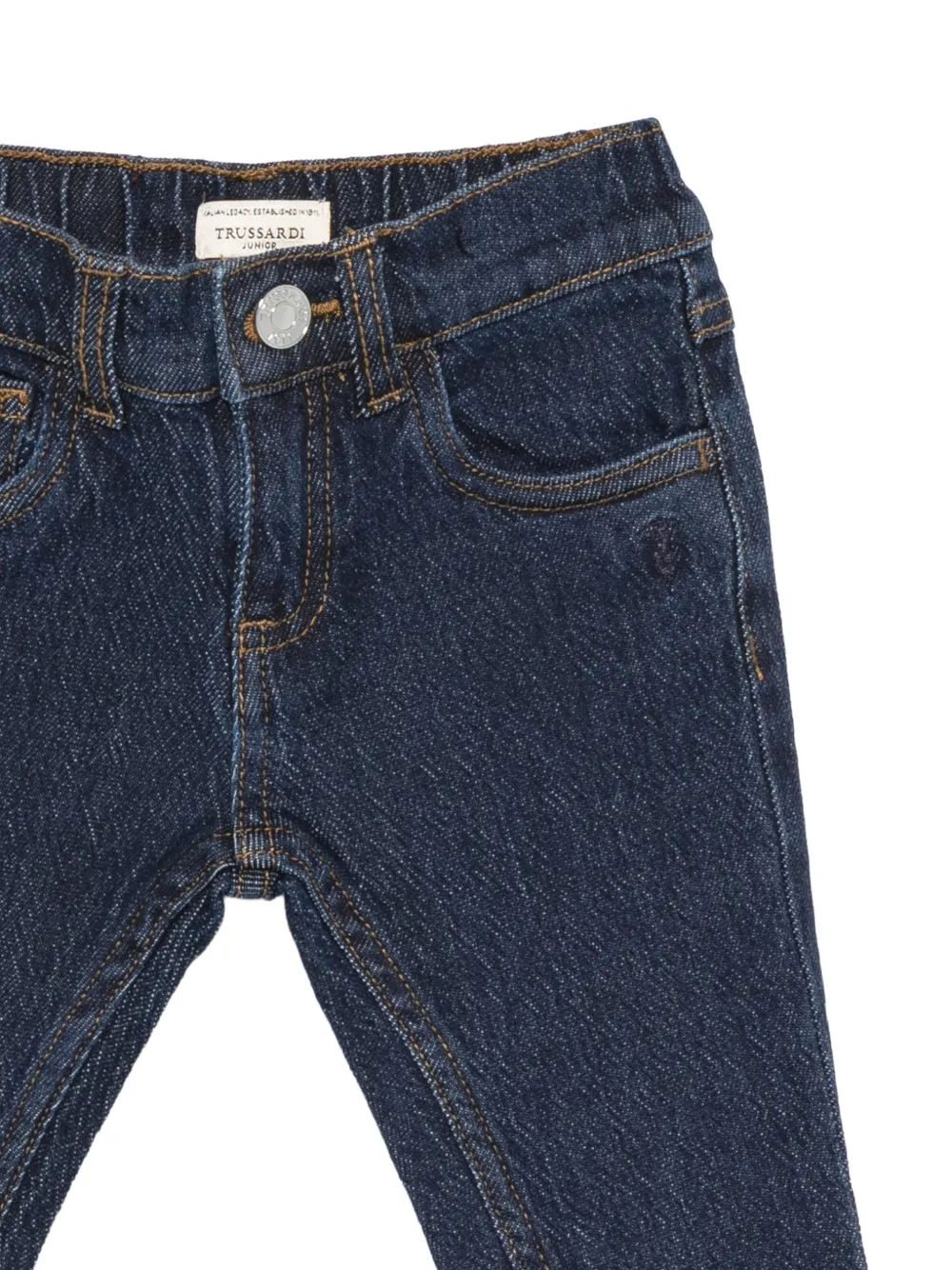 TRUSSARDI JUNIOR logo-embroidered five-pocket jeans Blauw