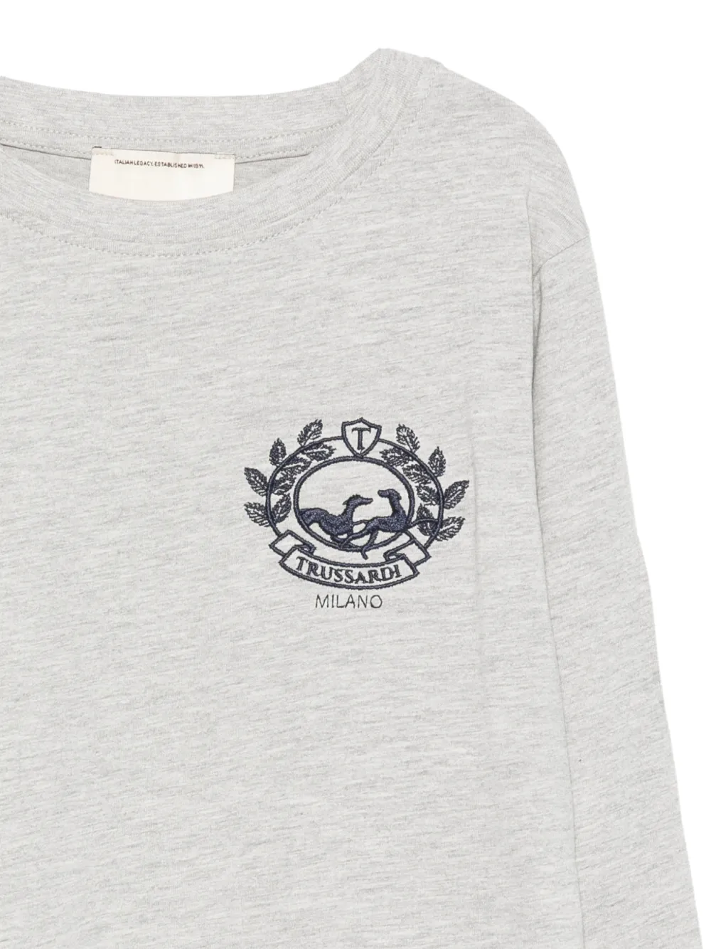 TRUSSARDI JUNIOR logo-print long-sleeved T-shirt Grijs
