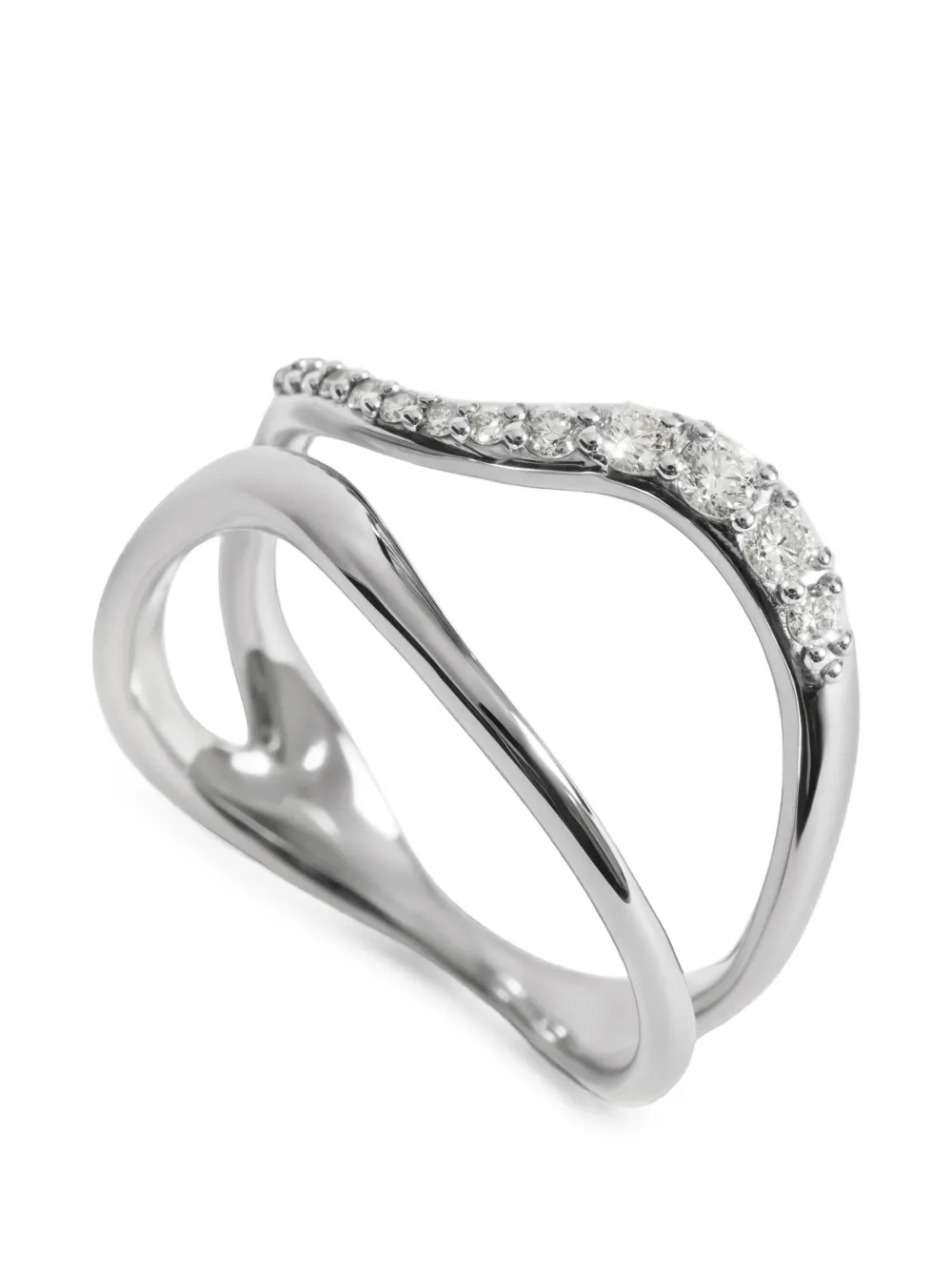 Monica Vinader Anello avvolgente Riva con pavé di diamanti - Argento
