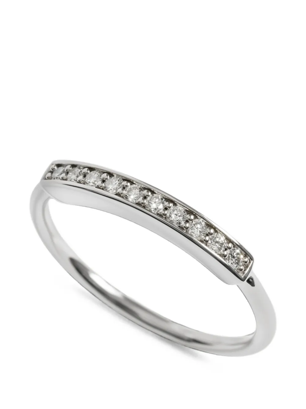 Monica Vinader Anello MV Linear™ con pavé di diamanti - Argento