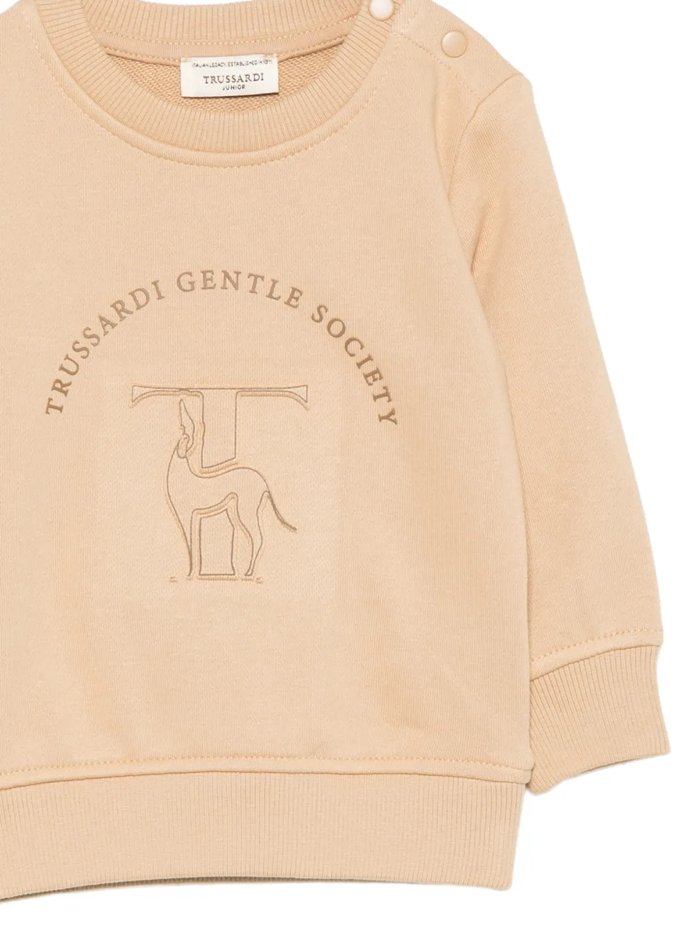 TRUSSARDI JUNIOR embroidered logo-print sweatshirt Beige