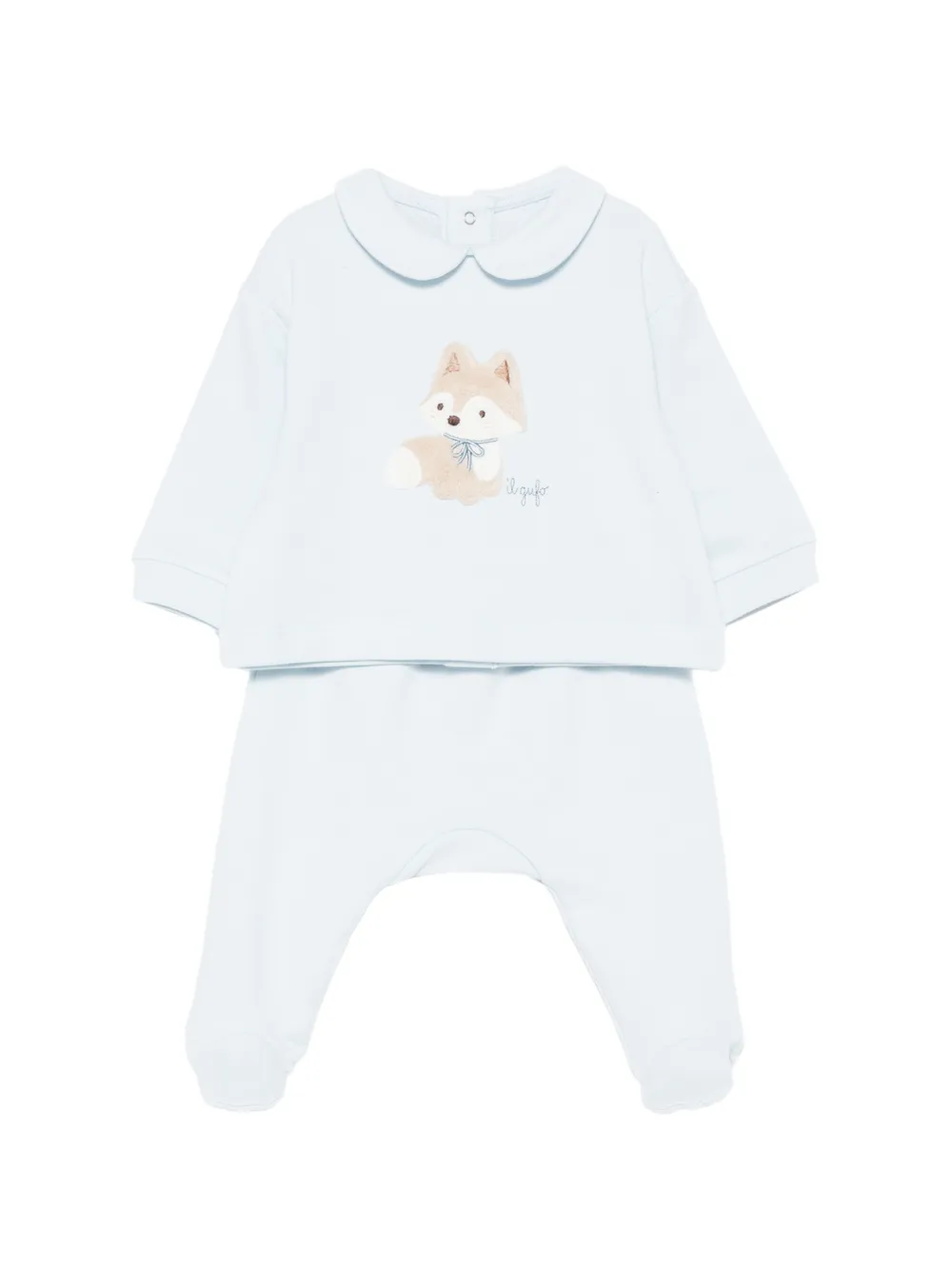 Il Gufo pyjama à patch renard et col claudine - Bleu Il Gufo pyjama à patch renard et col claudine - Bleu