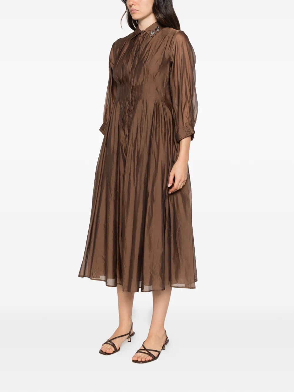 'S Max Mara Vetro crystal-embellished pleated midi dress Bruin