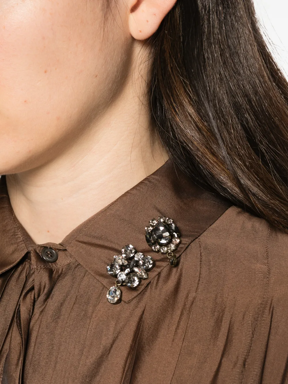 'S Max Mara Vetro crystal-embellished pleated midi dress Bruin