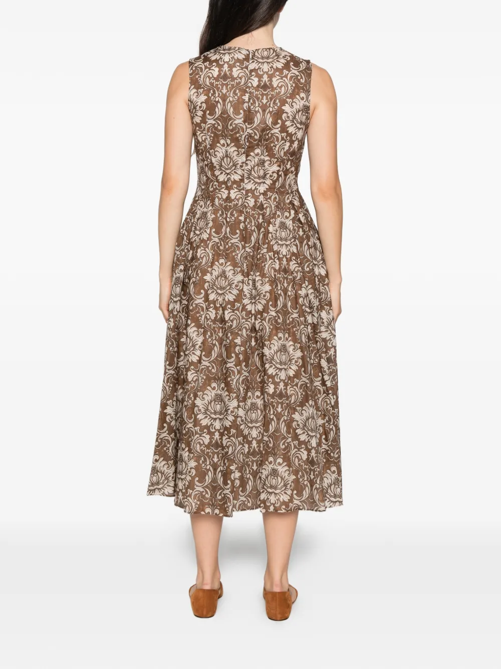 'S Max Mara damask-print embellished dress Bruin