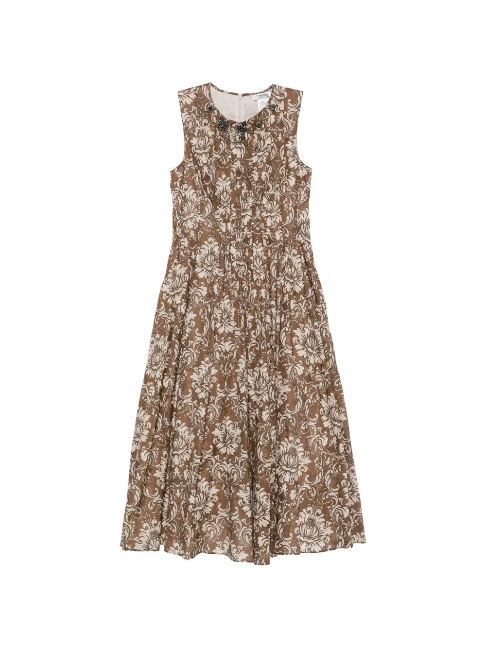 'S Max Mara damask-print embellished dress Bruin