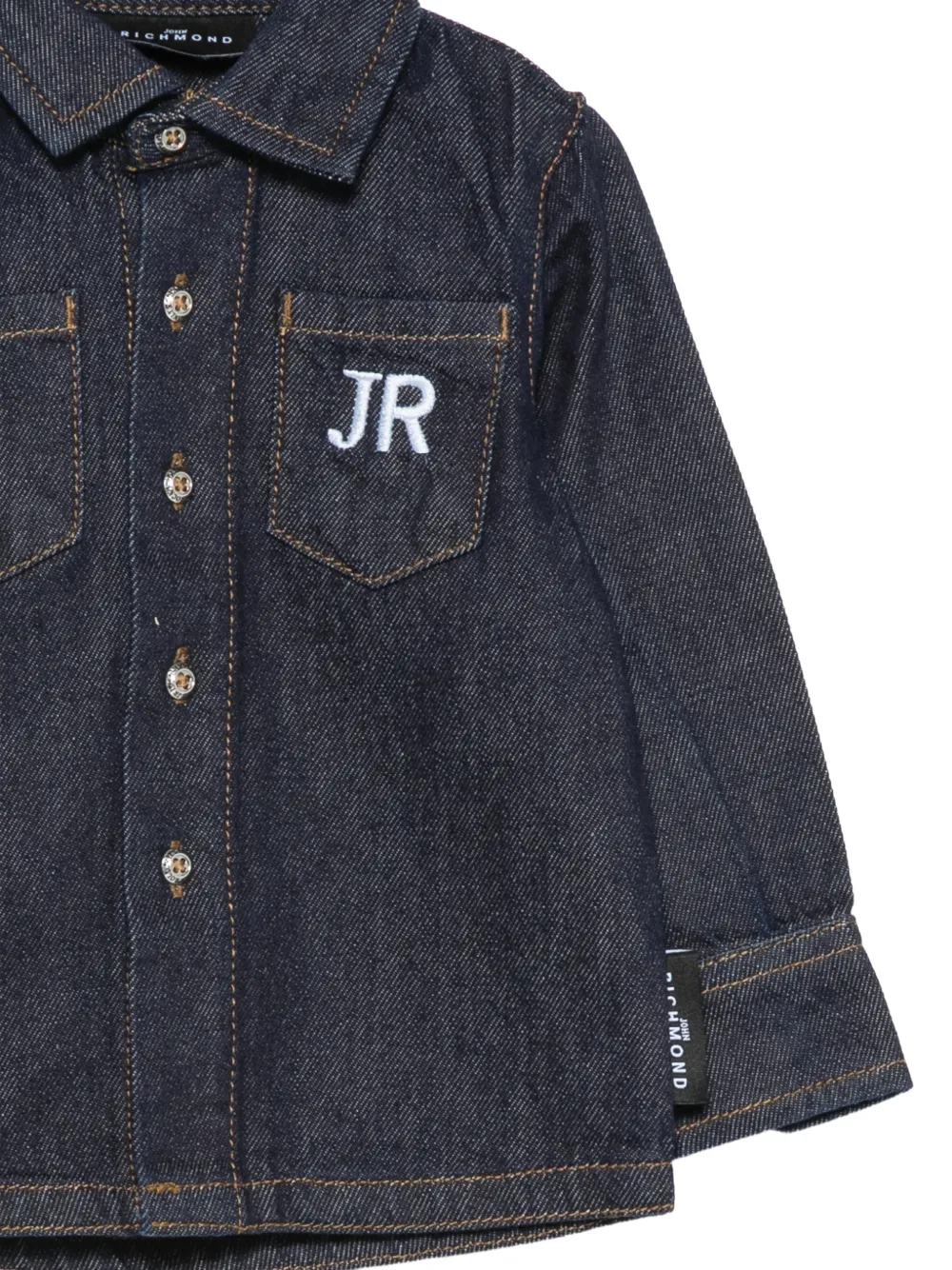 John Richmond Junior Spijkershirt met geborduurd logo Blauw