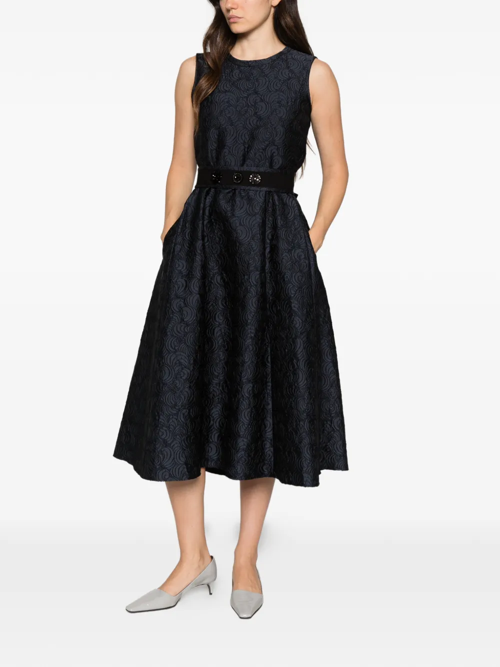 'S Max Mara jacquard-woven belted dress Blauw