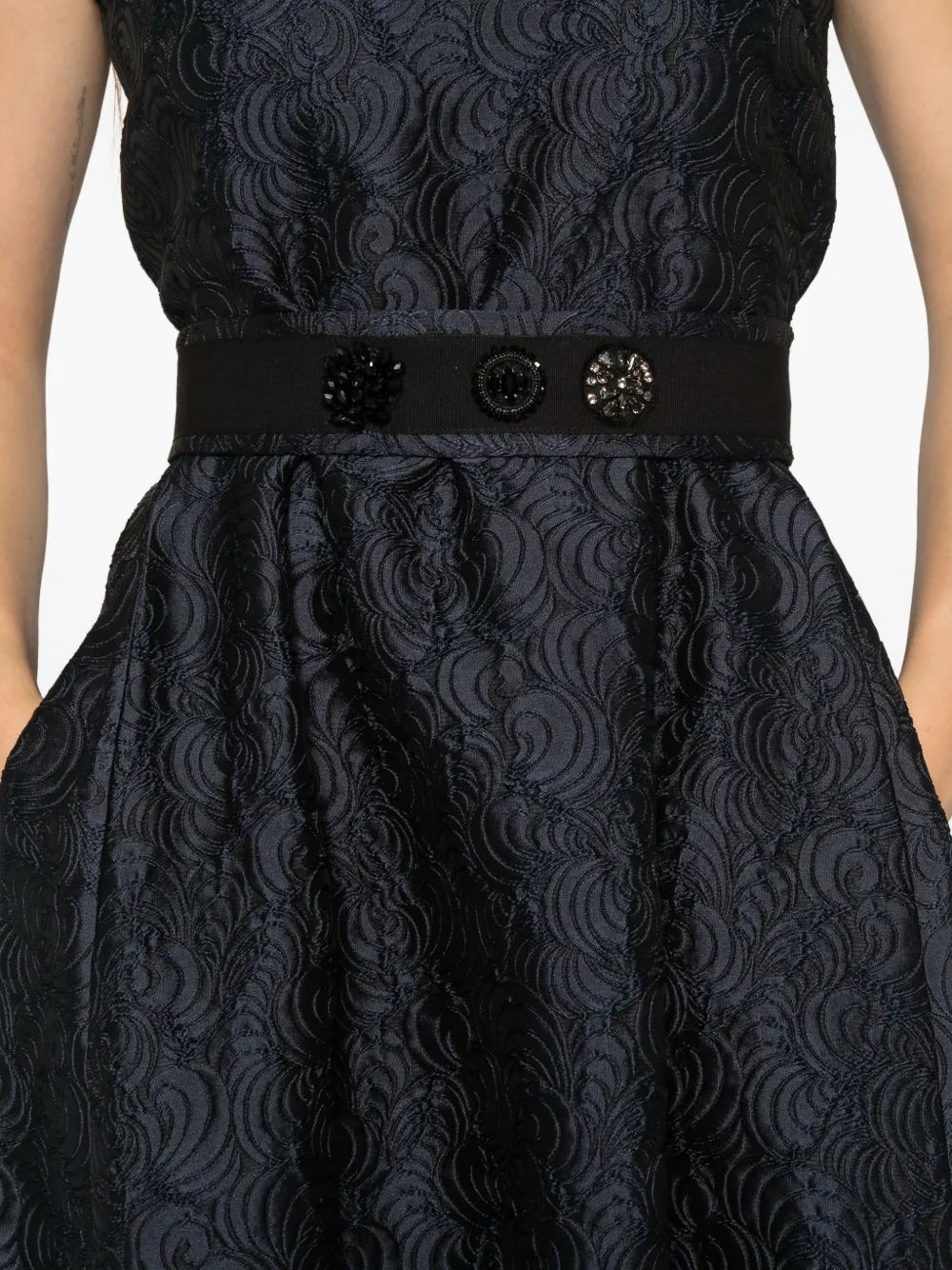 'S Max Mara jacquard-woven belted dress Blauw