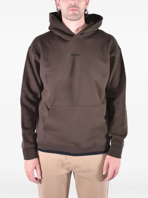 DONDUP logo-embroidered ribbed-fleece hoodie