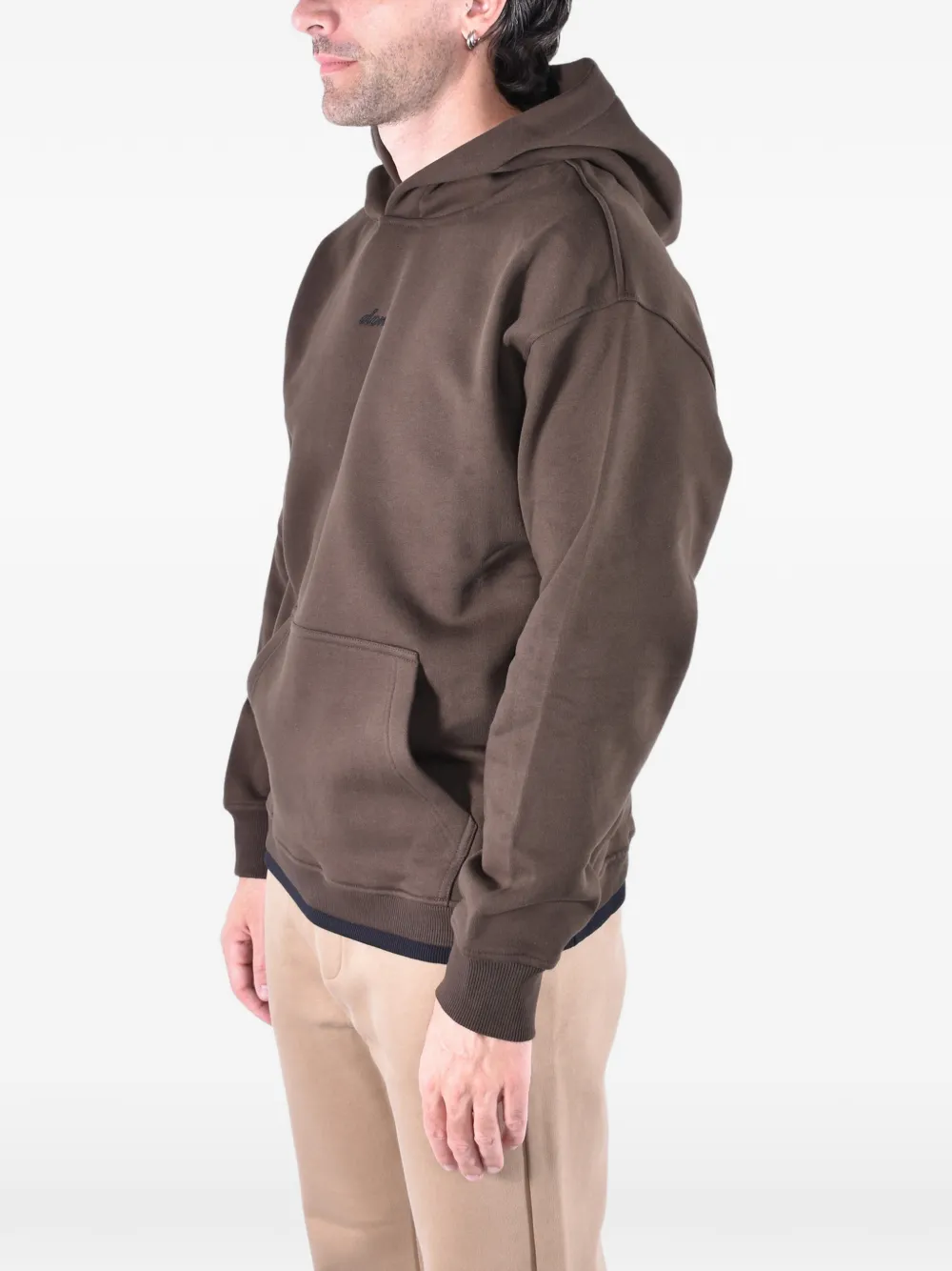 DONDUP Geribbelde fleece hoodie met geborduurd logo Bruin