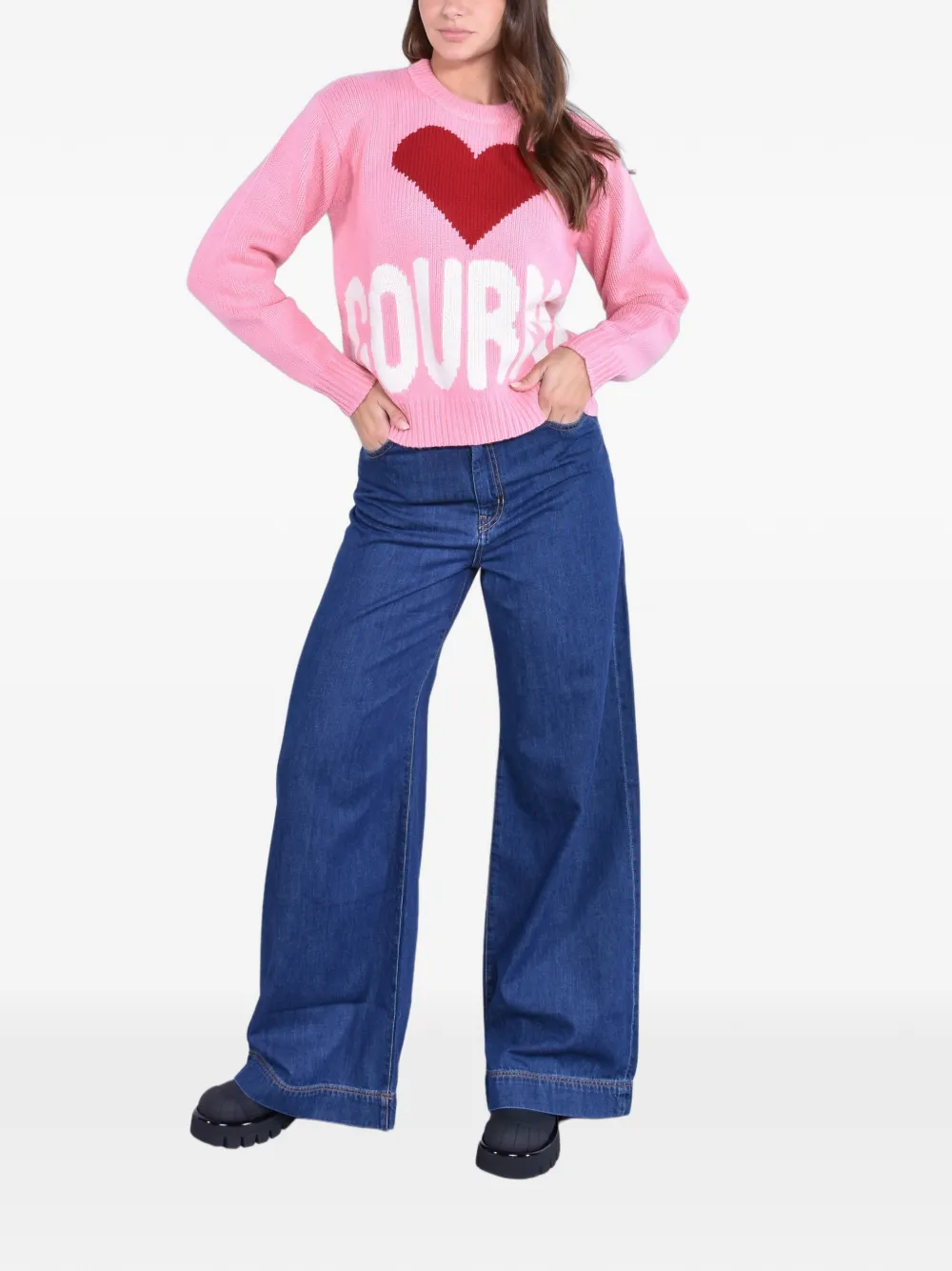 MC2 Saint Barth Kyla heart-jacquard sweater Roze
