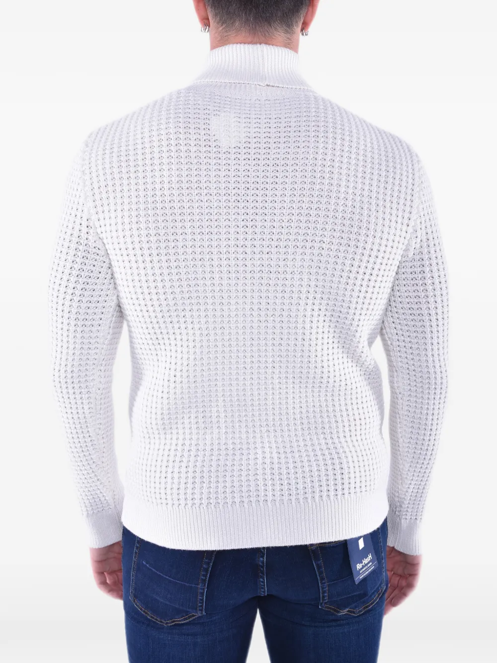 Eleventy waffle-knit roll-neck sweater Wit
