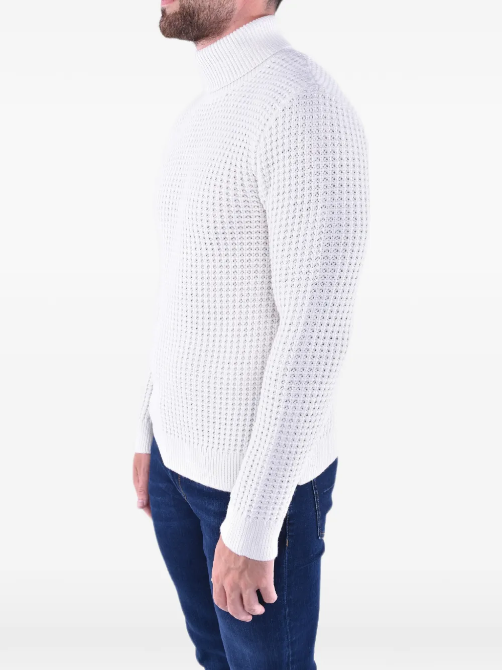 Eleventy waffle-knit roll-neck sweater Wit