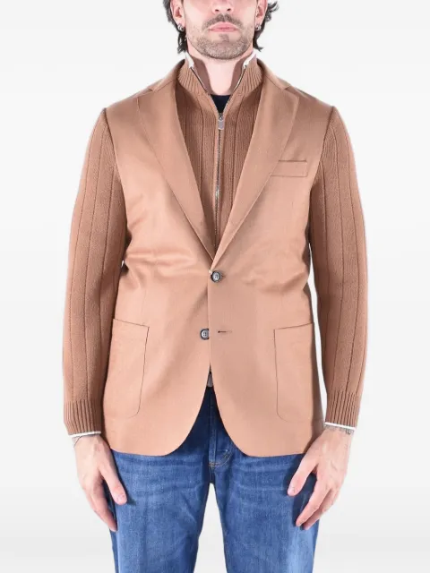 Eleventy ribbed-knit single-breasted jacket