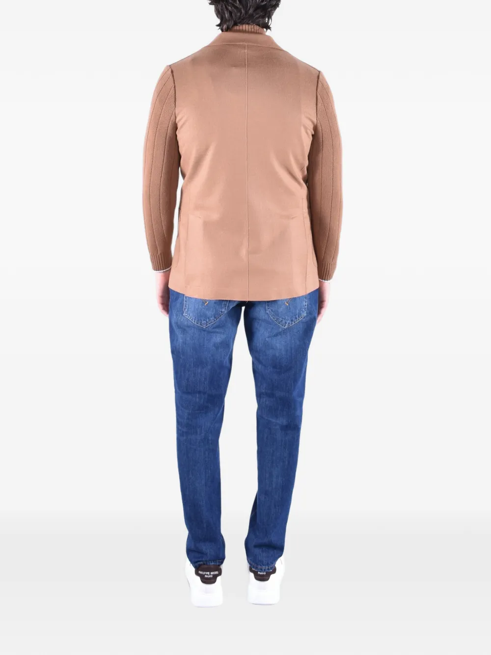 Eleventy ribbed-knit single-breasted jacket Bruin
