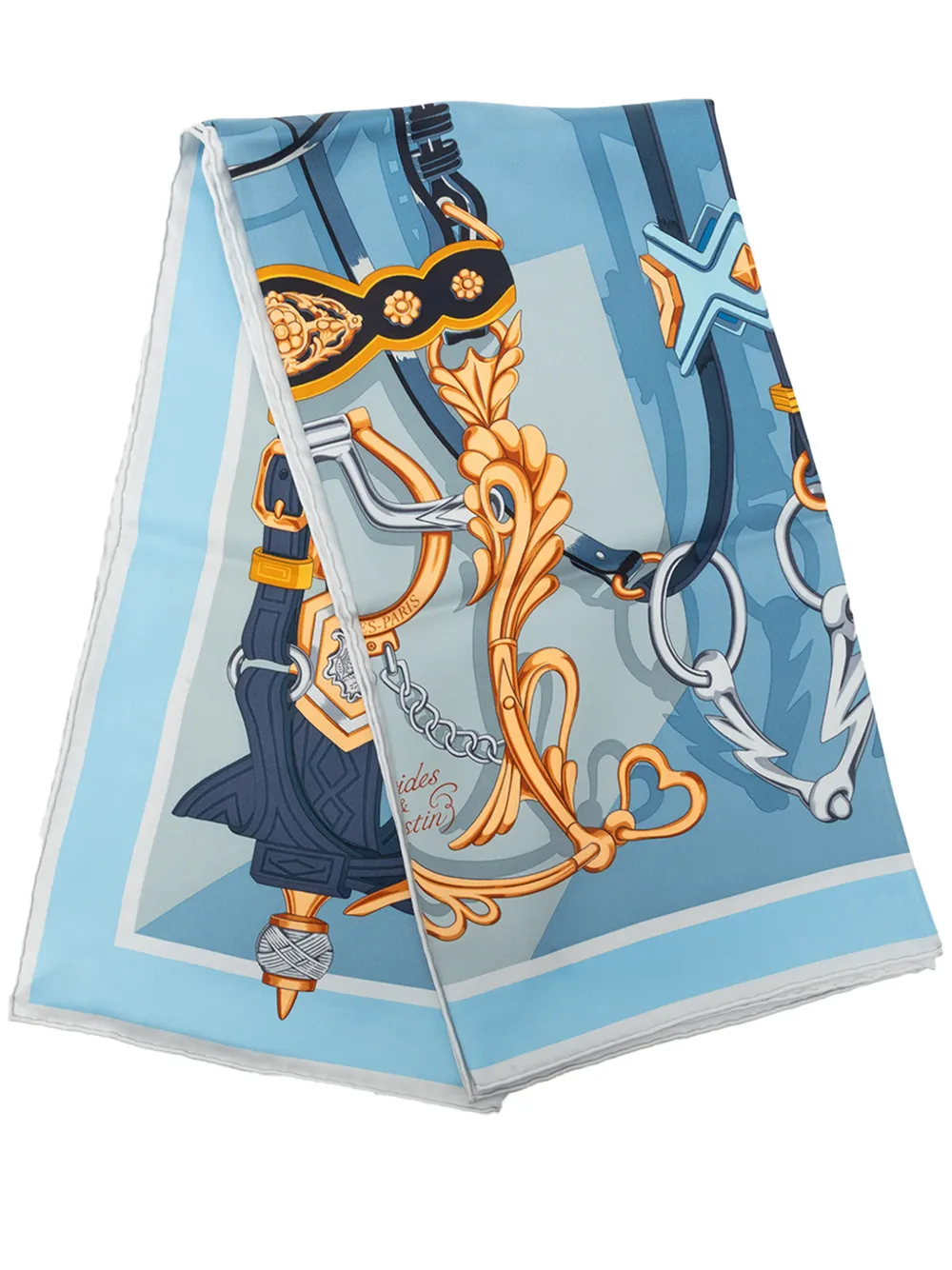 Hermès Pre-Owned 2000-2026 Brides et Destin Silk Scarf 90 scarves - Blau