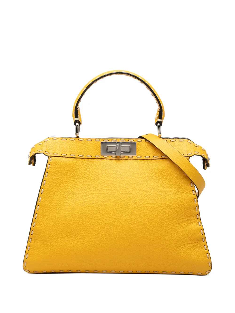 Fendi Pre-Owned petit sac à main Peekaboo ISeeU en cuir de veau Selleria (2010-2026) - Jaune