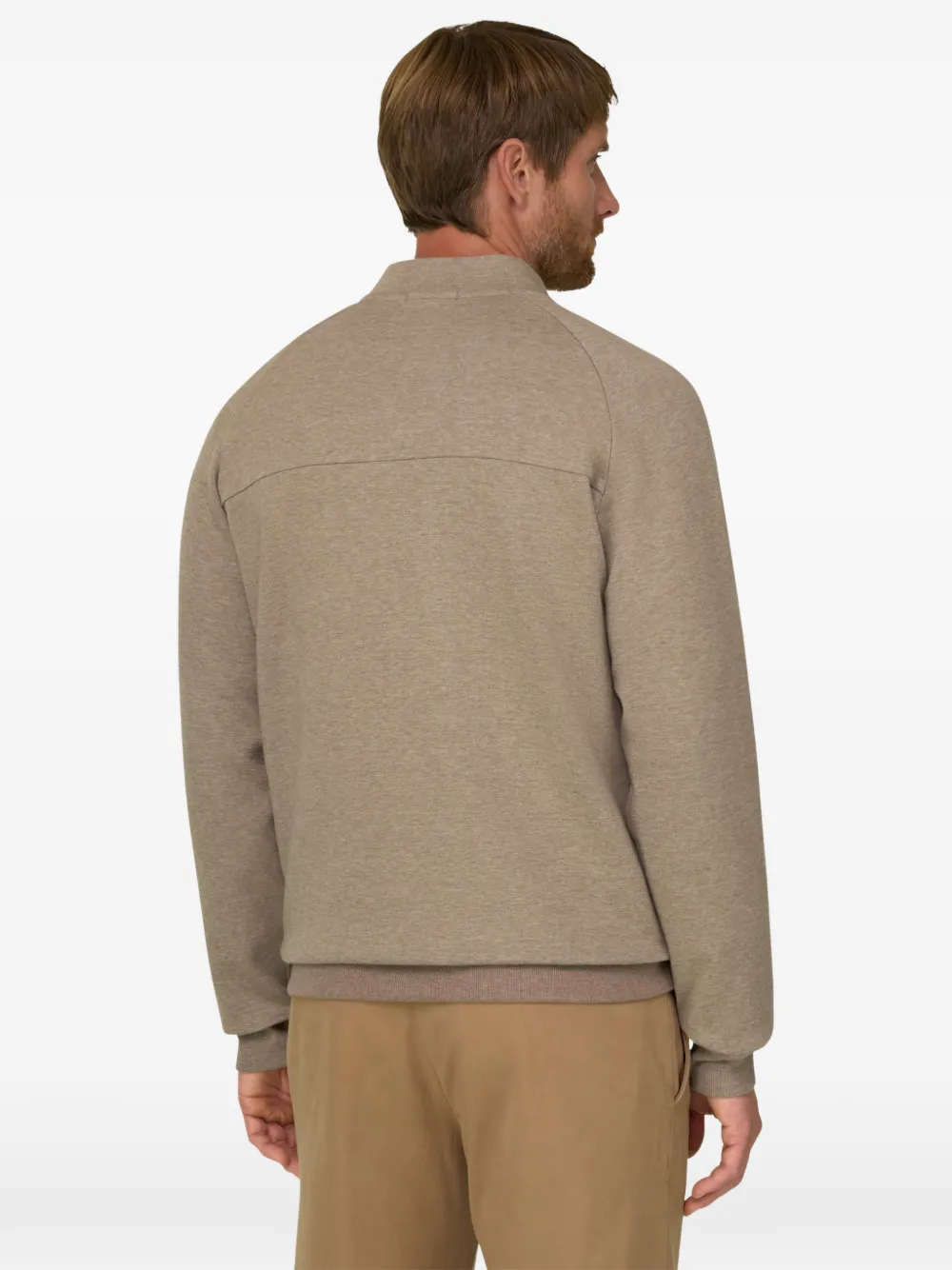 Boggi Milano Sweater van scuba katoenen blend met rits Beige